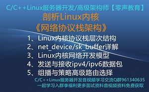 【零声教育】剖析Linux内核《网络协议栈架构》 1、Linux内核协议栈层次结构 2、net_device/sk_buffer详解 3、Linux内核网络开发