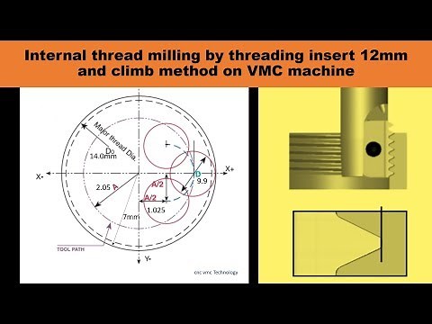 thread milling on vmc machine by insert tool 12mm ||vmc programming