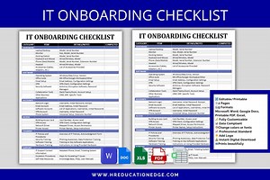 IT Onboarding Checklist: HR Template (excel, Word, Google Docs) (digital Download) - Etsy