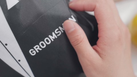 Shappy 7 Pack 9 x 9.9 Inches Groomsmen Gifts Bags for Wedding Party Favor Bags with Drawstring Black Bachelor Present Set for Groomsman Proposal Father's Birthday Anniversary Boss Party Supplies