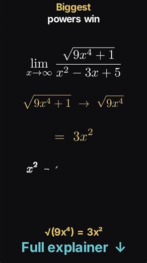 Solve this limit at infinity — every single step #Shorts