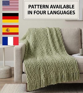 Herringbone Knit Throw Pattern | Easy Super Bulky Blanket Knitting (digital Download) - Etsy