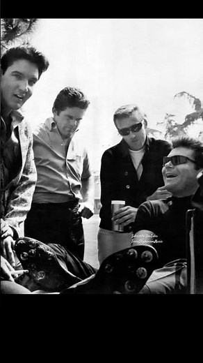 Elvis with Jerry Schilling, Richard Davis and actor Max Baer Jr, aka Jethro Bodine 1966.
