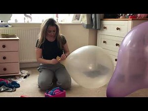 BLOWING UP TWO ENORMOUS PURPLE AND CLEAR BALLOONS