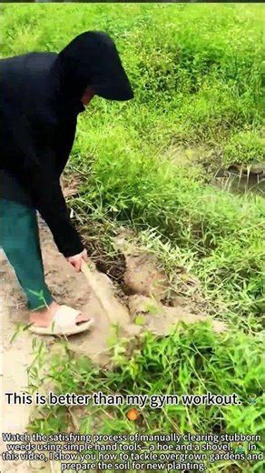 Clearing weeds with hoe and shovel! 🔥🌱