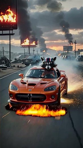 Raccoon Racer Apocalypse Drift 🦝🔥 Insane Dodge Viper Chase Through Wasteland