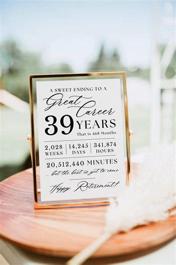Retirement Party Sign Template, Modern Minimalist 39 Years Retirement by the Numbers, A Sweet Ending to a Great Career Gift Sign Editable - Etsy Canada