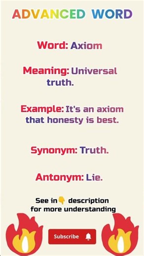 📚 Learn advanced word "Axiom" in 10 seconds only || #advancedenglish #example #antonyms #synonyms