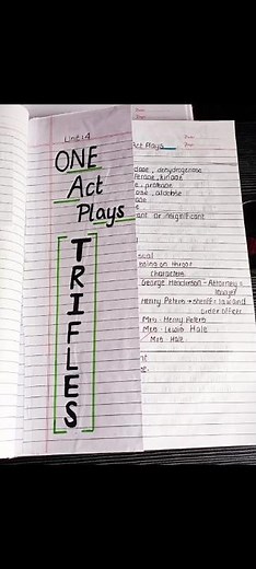Class 11 English (unit 4) one act plays (Trifles) full exercise#like #revisionmusic#subscribe#notes