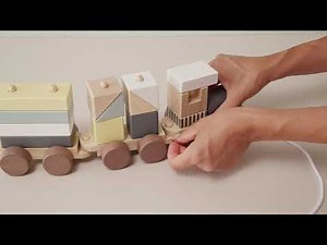 Wooden Block Train for children NEO by Kid's Concept | Pull along toys | Tågset | Eisenbahn-Set