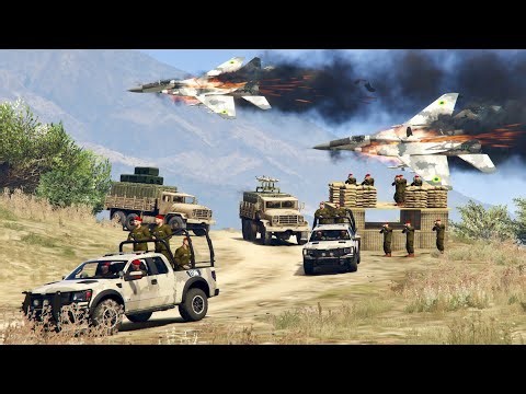 Military Power 🔥 Mig-29 Fighter Jets Attack on Army Convoy | GTA 5