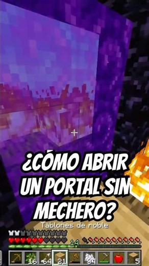 ¿Cómo abrir un portal del Nether sin mechero? #minecraft #shortfeed #clips
