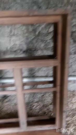 Rustic Wooden Window Frame with White Paint Finish