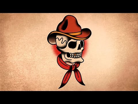 How to draw an Old School Cowboy Skull | Tattoo drawing Tutorial