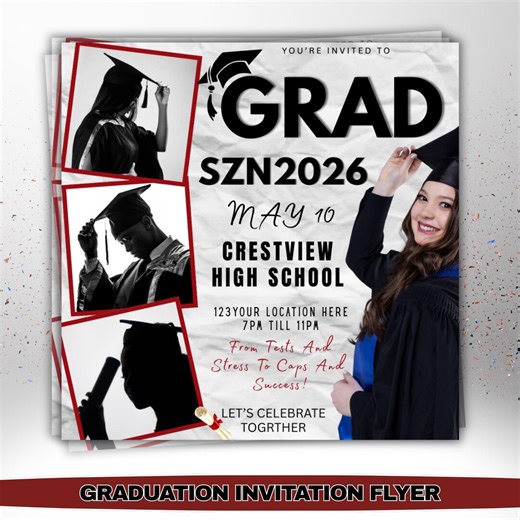 Graduation Invitation Flyer Template, Class of 2026 Party Invite (digital Download) - Etsy