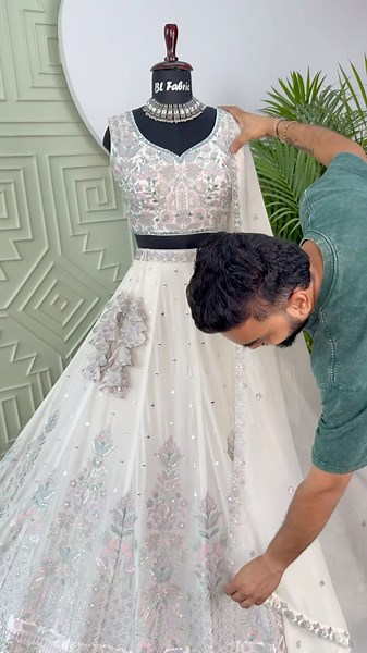 Off white Color Zari Embroidery work Designer Lehenga choli #colourfullehenga #lehengashopping