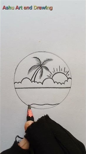 Beautiful Nature Scenery Drawing #drawing #art #ashuartanddrawing #shorts