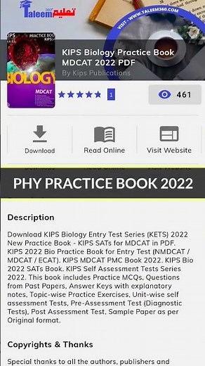 MDCAT 2022 KIPS BOOKS PDF - Taleem360