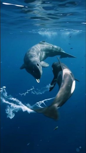 Giant Orca vs Giant Sperm Whale — Battle in the Open Ocean! 🐋🌊