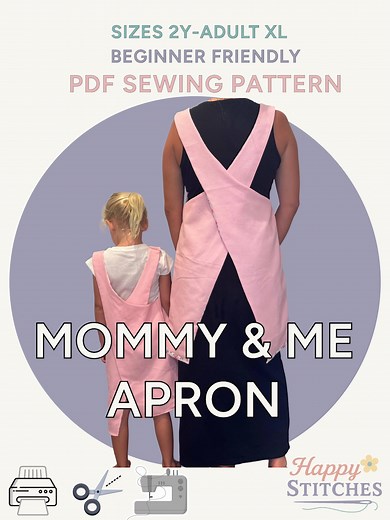 Mommy & Me Cross Back Apron Sewing Pattern: Beginner-friendly DIY Project (PDF Download) - Etsy
