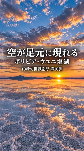 10秒で世界旅行 第10弾｜雨季だけの絶景「天空の鏡」ボリビア・ウユニ塩湖