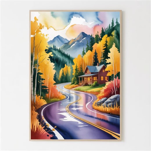 Flagstaff Arizona Watercolor Art Print - Scenic Travel Poster - Etsy