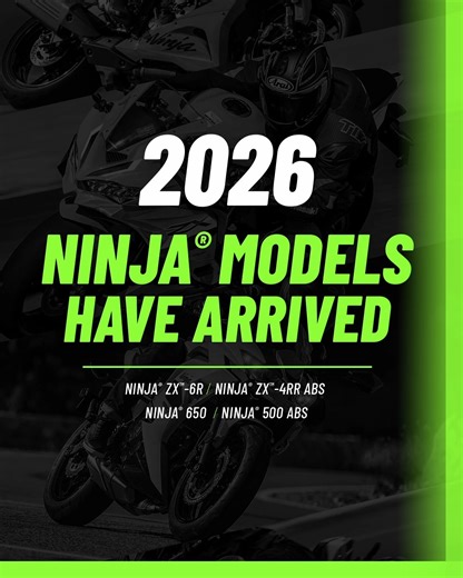 Introducing the latest 2026 #Kawasaki Ninja models ready to push the limits of performance. For decades, we’ve engineered exceptional, thrilling, and innovative models that set the standard for sport and track performance. #NinjaLife #GoodTimes Learn more at https://r.kawasaki.com/g7XMe8k2. . . . Professional rider(s) under controlled conditions. | Kawasaki USA