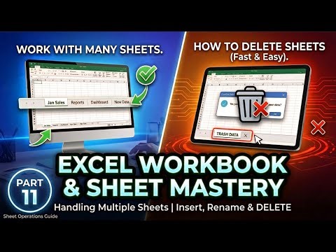 Excel Part 11: How to Insert, Rename & DELETE Sheets in Hindi | Workbook vs Worksheet