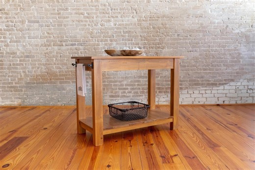 Solid Wood Kitchen Island With Storage Shelf: Rustic Modern Dining Table - Etsy