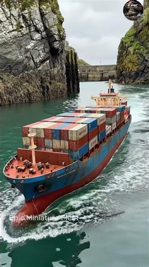 Tiny RC Container Ship in a Real Harbour 😳🚢 (Size Will Shock You!) #rcboat #miniatureboat