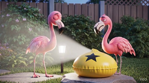 Don’t blink!! There’s a disappearing flamingo for absolutely no reason 🦩😭🤪😂💛 #fyp #funnyanimals #loopvideo #pixarstyle #animallove
