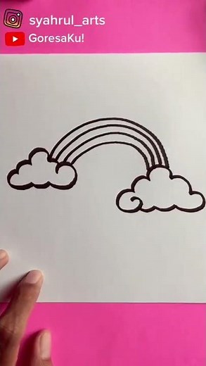 Cara menggambar Pelangi | Draw Rainbow
