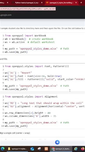 Formatting Excel page by using fill color, font size and aligment for text wraping by using OpenPyxl | plus2net . com