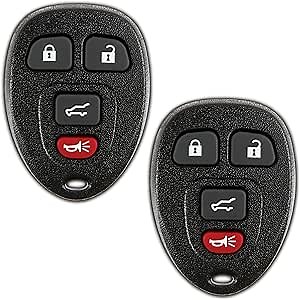 2X KeylessOption Key Fob Replacement for 2007 2008 2009 2010 2011 2012 2013 2014 2015 Buick Cadillac Chevrolet Chevy GMC Saturn Remote, 4-Button 15913416, Locksmith Required 2011+