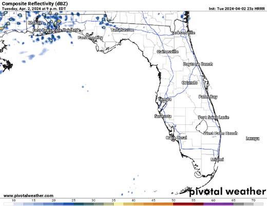 Latest high-resolution computer models show potentially severe storms with an isolated tornado risk possible entering the Florida Panhandle around midnight spreading eastward across towards Tallahassee by mid-morning. Storms will expand and become more of a damaging wind threat by late tomorrow morning and afternoon as it enters the Orlando/Tampa area by early afternoon, but an isolated tornado cannot be ruled out there. | Florida Weather Watch