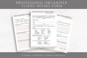 Editable Professional Organizer Client Intake Form Template, Home Organizer Client Evaluation Questionnaire, Editable Canva Template - Etsy