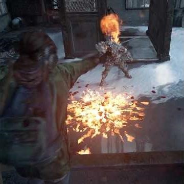 Young Ellie fighting the Bloater boss fight