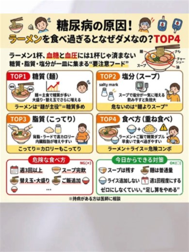糖尿病の原因！ラーメンを食べ過ぎるとなぜダメなの？TOP４ #相模原 #相模原市 #神奈川 #大場内科クリニック #ためになるTikTok #内科#糖尿病の原因#ラーメンは要注意