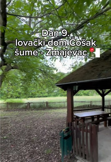 Dan 9 lovački dom-Zmajevac - buđenje 7:15, krenuo oko 10h šumom makadamskim putem do ceste pa do Tikveša - 8,2km - 11:40 imanje Tikveš - Imanje predivno puno hrasta i hlada baš za odmor - Ostao sam malo više od sat vremena i krenuo dalje - nažalost nije radio restoran pa sam moro jest bananu i orahe - Iz Tikveša sam krenuo oko 13h, pokušao skaratit put i došao do kanala pa sam morao hodat po ogradi koja je isla preko vode; ruksak na leđima i gas, nisam ga bacao preko kanala da nebi nekaj slomil 