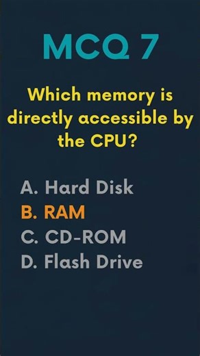 Which Memory is Directly Accessible to CPU? 🤔 | Computer MCQ #computer #techshorts