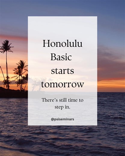 Honolulu, it begins tomorrow 🌺 The Basic Seminar opens its doors, welcoming people ready to explore clarity, awareness, and what’s possible. If you’ve been watching, wondering, or feeling that quiet nudge; there’s still time to enroll. You don’t have to have it all figured out. You just have to be willing to step in. If this weekend has been on your mind, trust that. 👉 Learn more and enroll: linktr.ee/psiseminars #HonoluluBasic #PersonalGrowthJourney #NewBeginnings #LeadershipDevelopment #PSIS