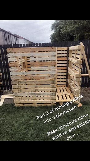 Turning pallets into a playhouse for my boys #pallets #palletproject #outdoor #gardenproject #mumofboys #viral #viral_video #fypシ #diy