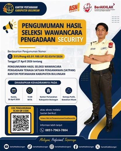 Hasil Seleksi Wawancara Pengadaan Tenaga Satuan Pengamanan (Satpam)
