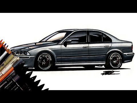 Realistic Car Drawing - BMW E39 M5 - Time Lapse - Drawing Ideas