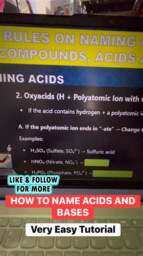 How to name acids and bases? Very Easy Tutorial! How to name a covalent compound? Watch this easy tutorial and learn! #fyp #highlights #chemistry #education #science | Sir Jose E. Bilaran Jr.