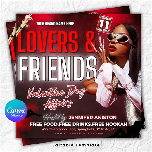 Club Flyer Canva Template Valentines Day- Still Flyer Ladies Night - Etsy