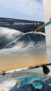 [clip] Painting a crashing wave 🎨🌊 #tutorials #beginner #acrylicpainting #paintingtips | Emily Seilhamer Art
