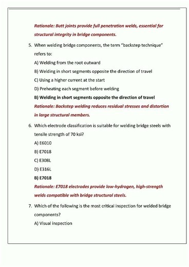 aws certified welder bridge welding d1 5 practice exam questions and correct answers verified answer
