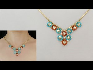 DIY Beaded Color Block Necklace with Seed Beads. How to Make Beaded Jewelry. Beading Tutorial