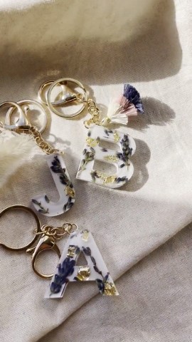 Lavender Keychain With Tassel | Floral Keychain | Letter Keychain | Customizable Key Chain | Bridesmaid Gift | Bridesmaid Proposal - Etsy